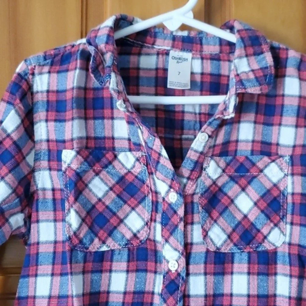 OshKosh Girls Plaid Long Sleeve Dress‎ or Tunic Size 7